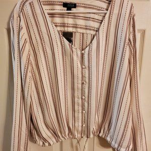 Cream & brown striped a.n.a blouse  XL